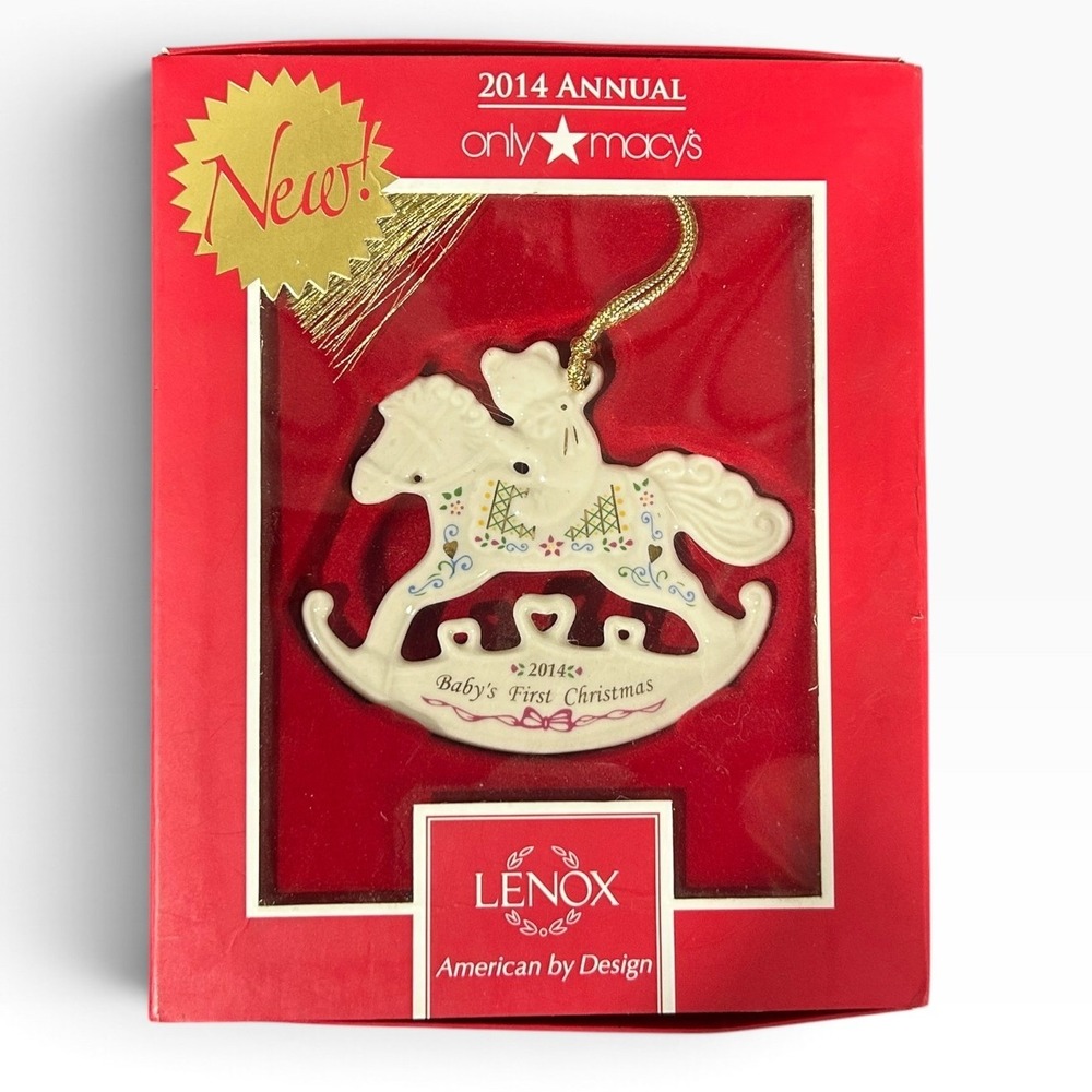Lenox 2014 Annual Babys First Christmas Rocking Horse Ornament Macys 846966